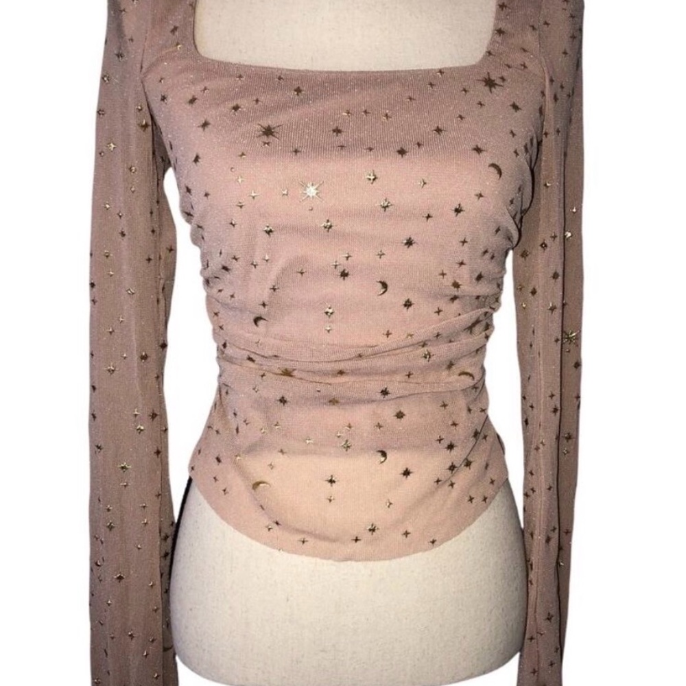 Francesca’s Mi Ami pink sheer blouse NWT XS